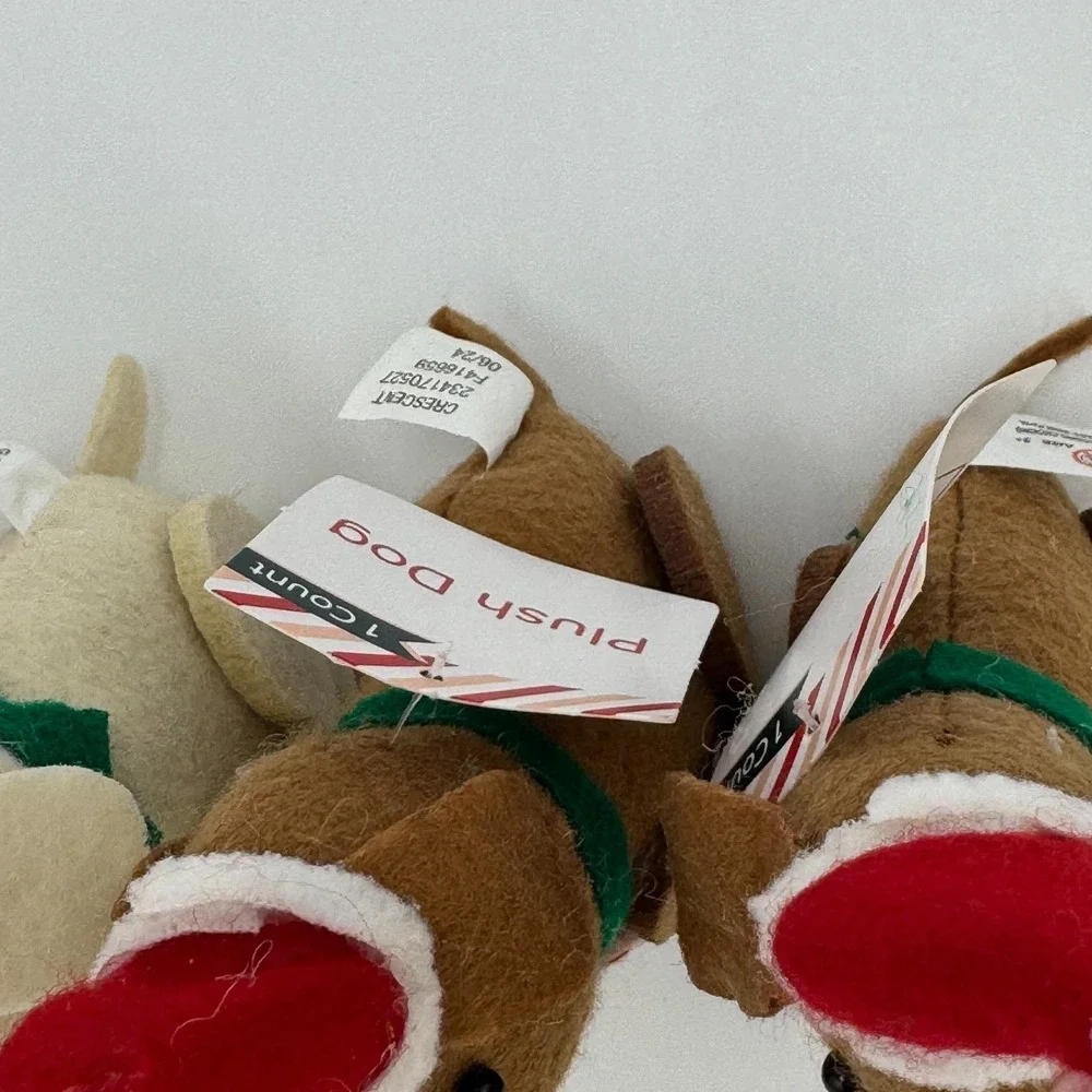 Crescent Plush Christmas Dog Ornament Multi Pack Lot Of 7 New With‎ Tags Holiday